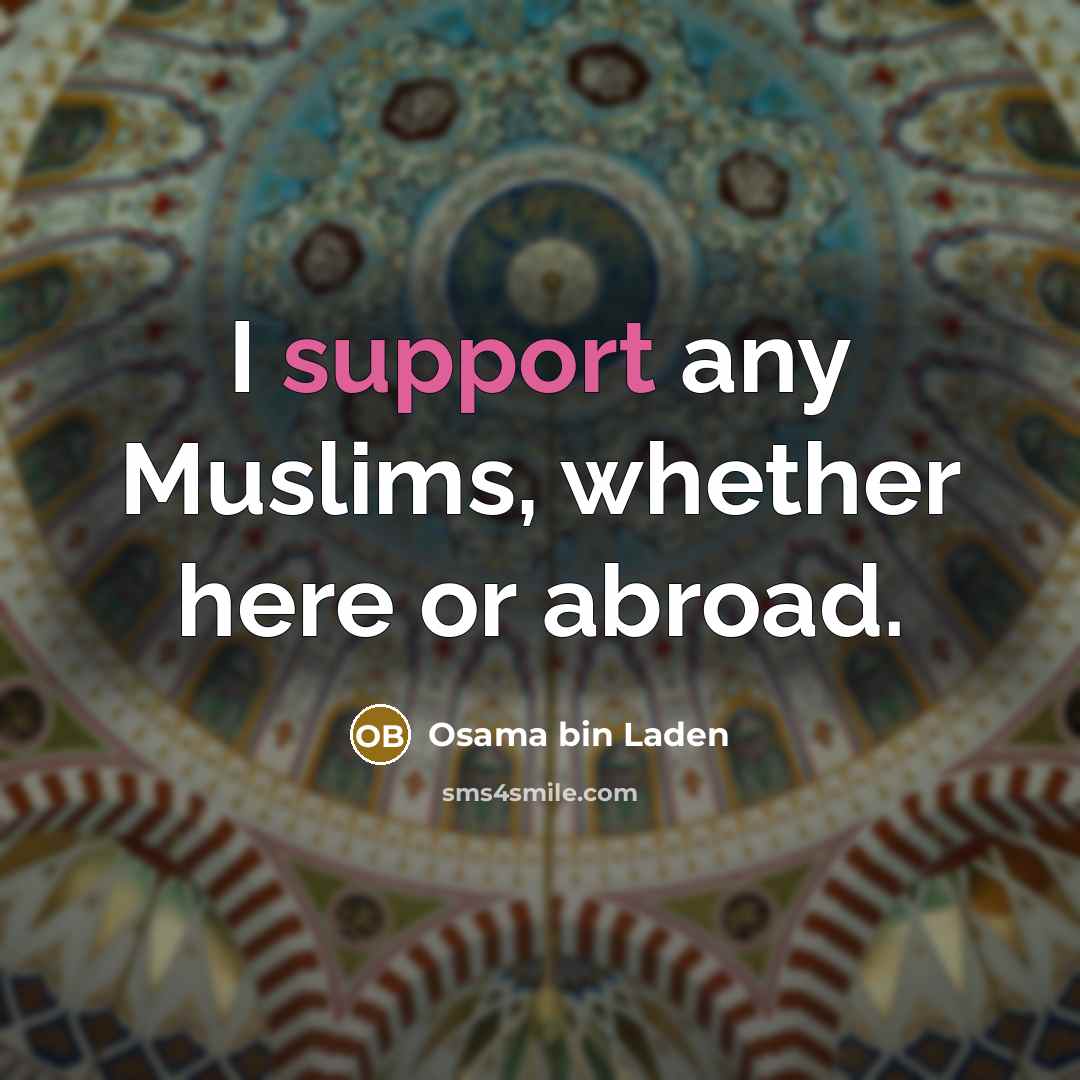 “I support any Muslims, whether here or abroad.…” quote by Osama bin Laden