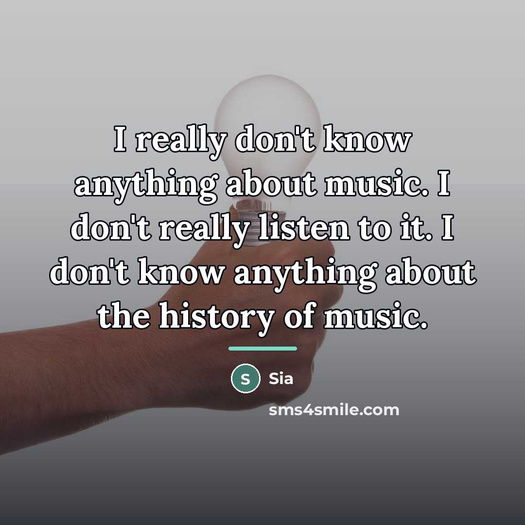 “I really don't know anything about music. I don't really…” quote by Sia