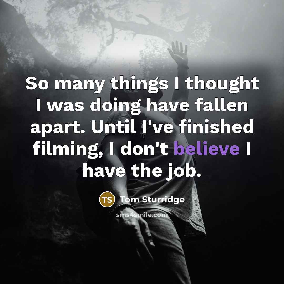 “So many things I thought I was doing have fallen…” quote by Tom Sturridge
