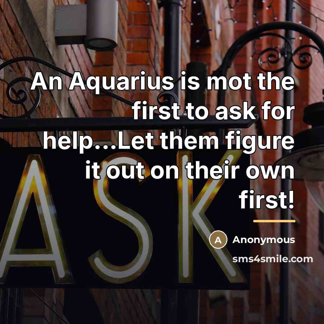 “An Aquarius is mot the first to ask for help...Let…” quote by Anonymous