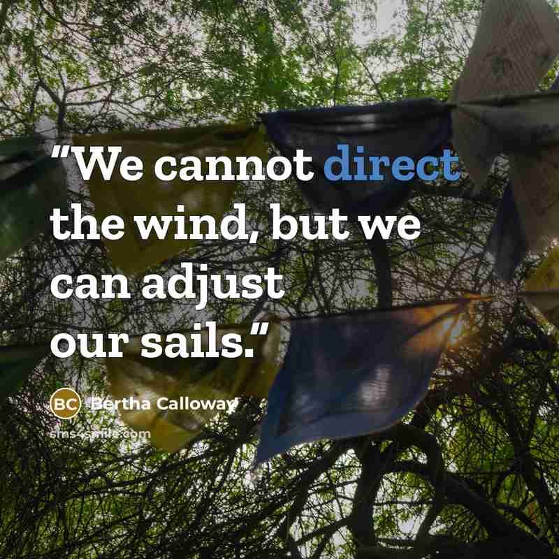 “We cannot direct the wind, but we can adjust our sails.” quote by Bertha Calloway
