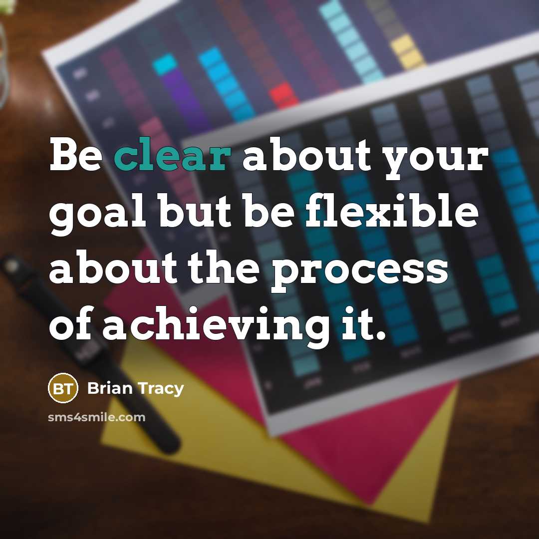 “Be clear about your goal but be flexible about the…” quote by Brian Tracy