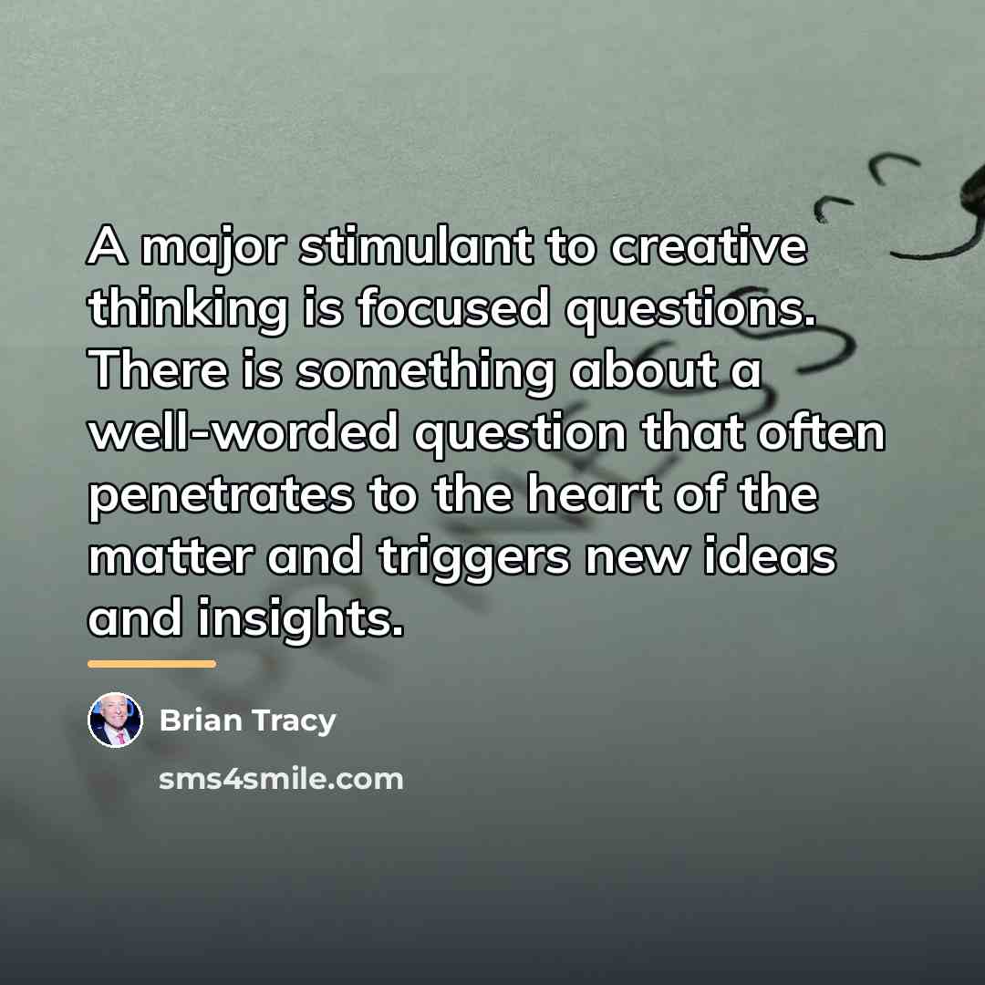 “A major stimulant to creative thinking is focused questions. There…” quote by Brian Tracy