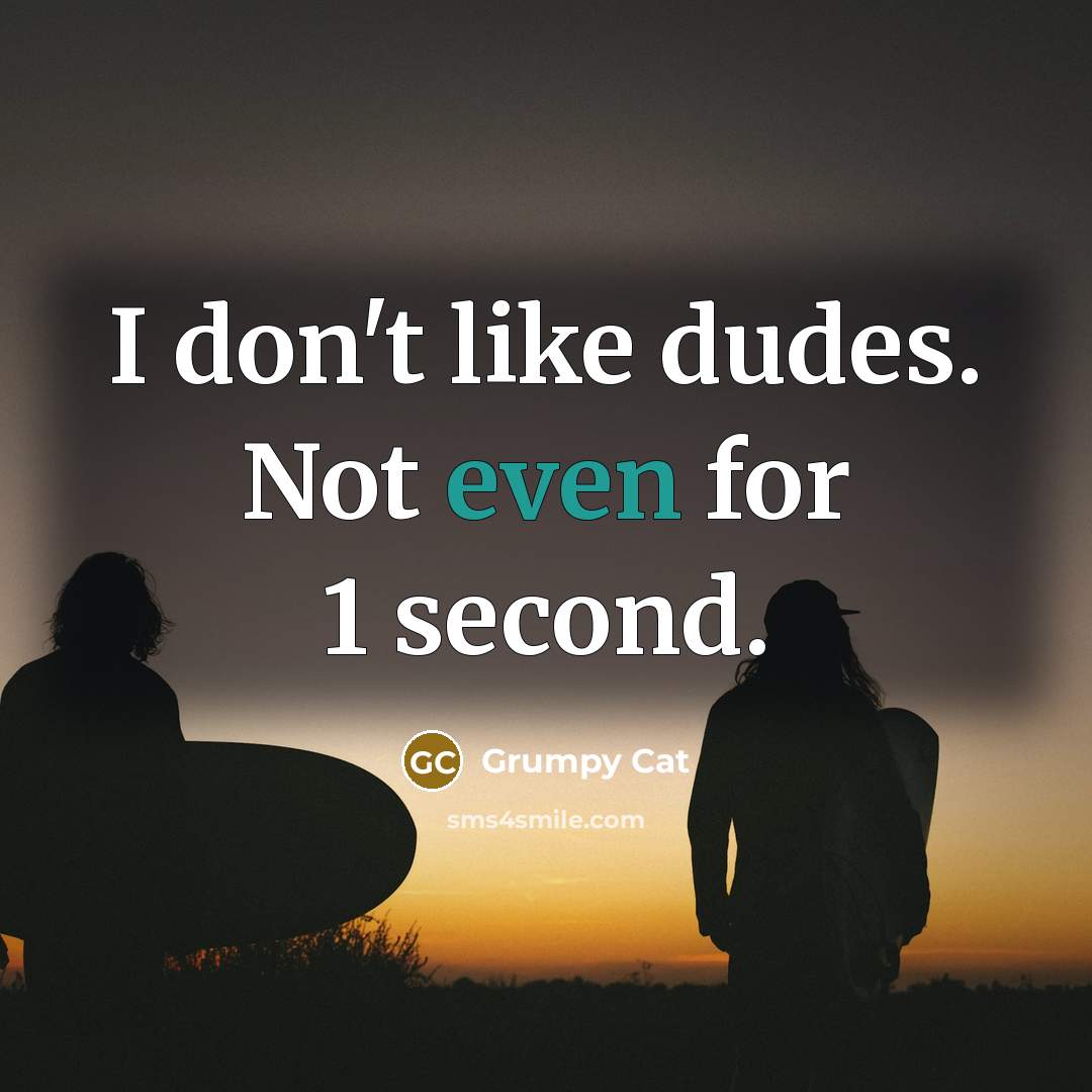 “I don't like dudes. Not even for 1 second.” quote by Grumpy Cat