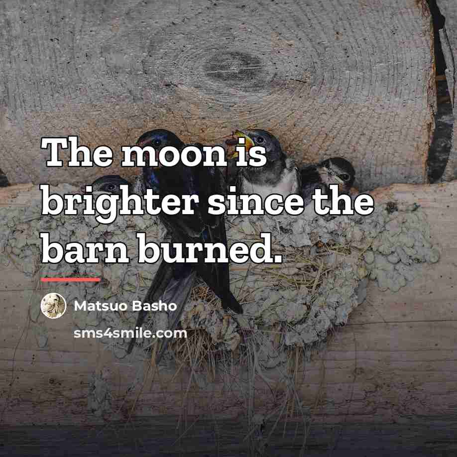 “The moon is brighter since the barn burned.…” quote by Matsuo Basho