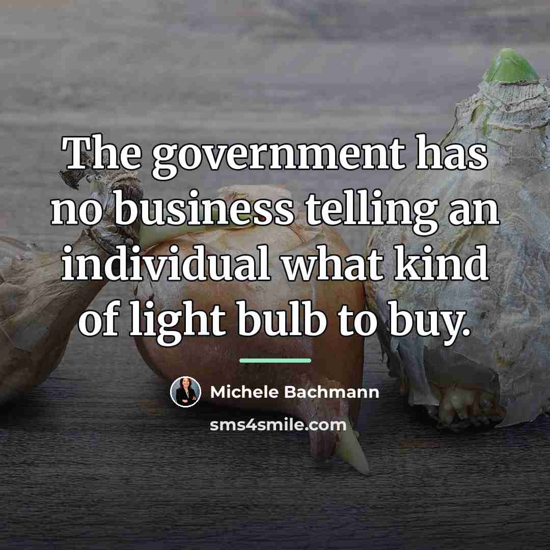 “The government has no business telling an individual what kind…” quote by Michele Bachmann
