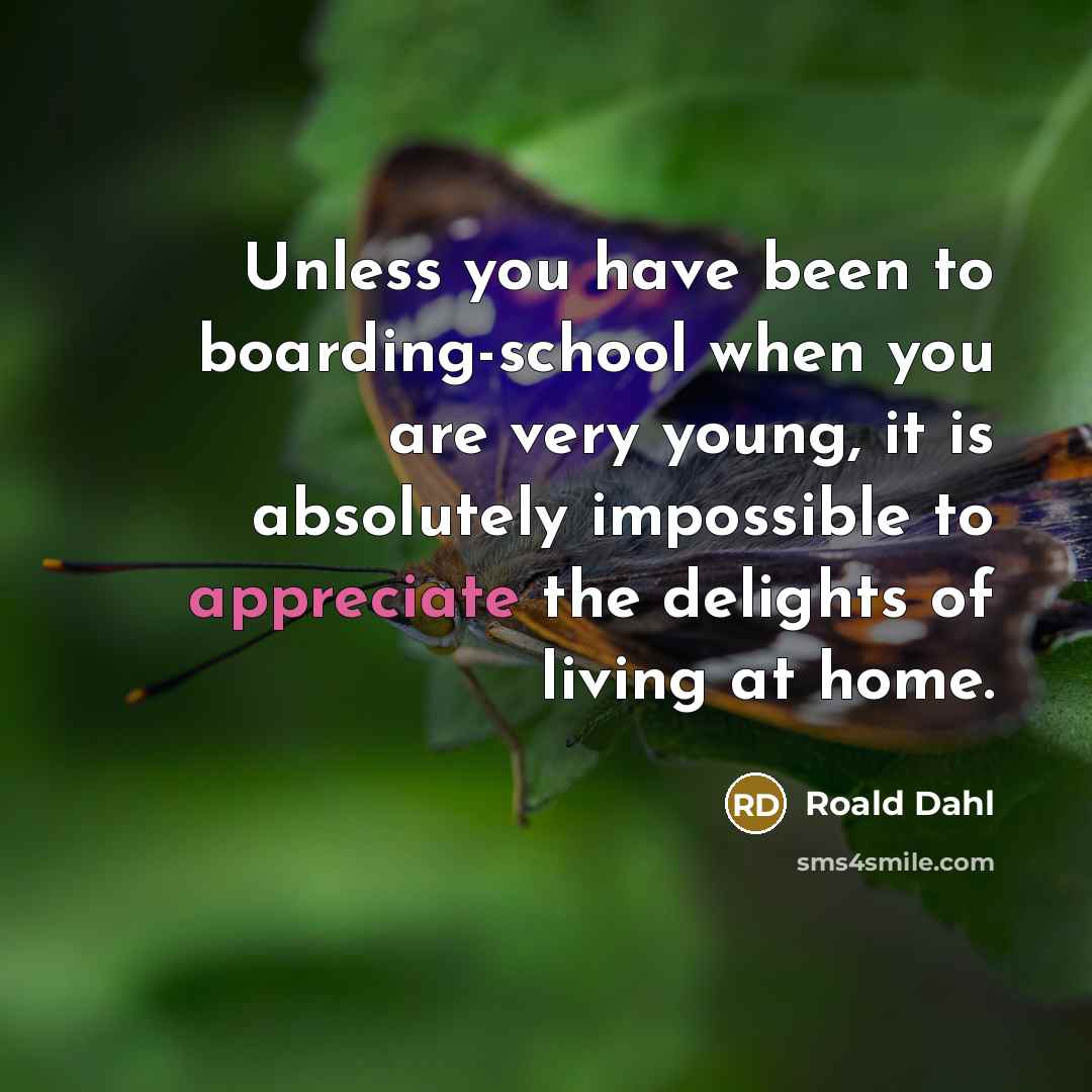 “Unless you have been to boarding-school when you are very…” quote by Roald Dahl