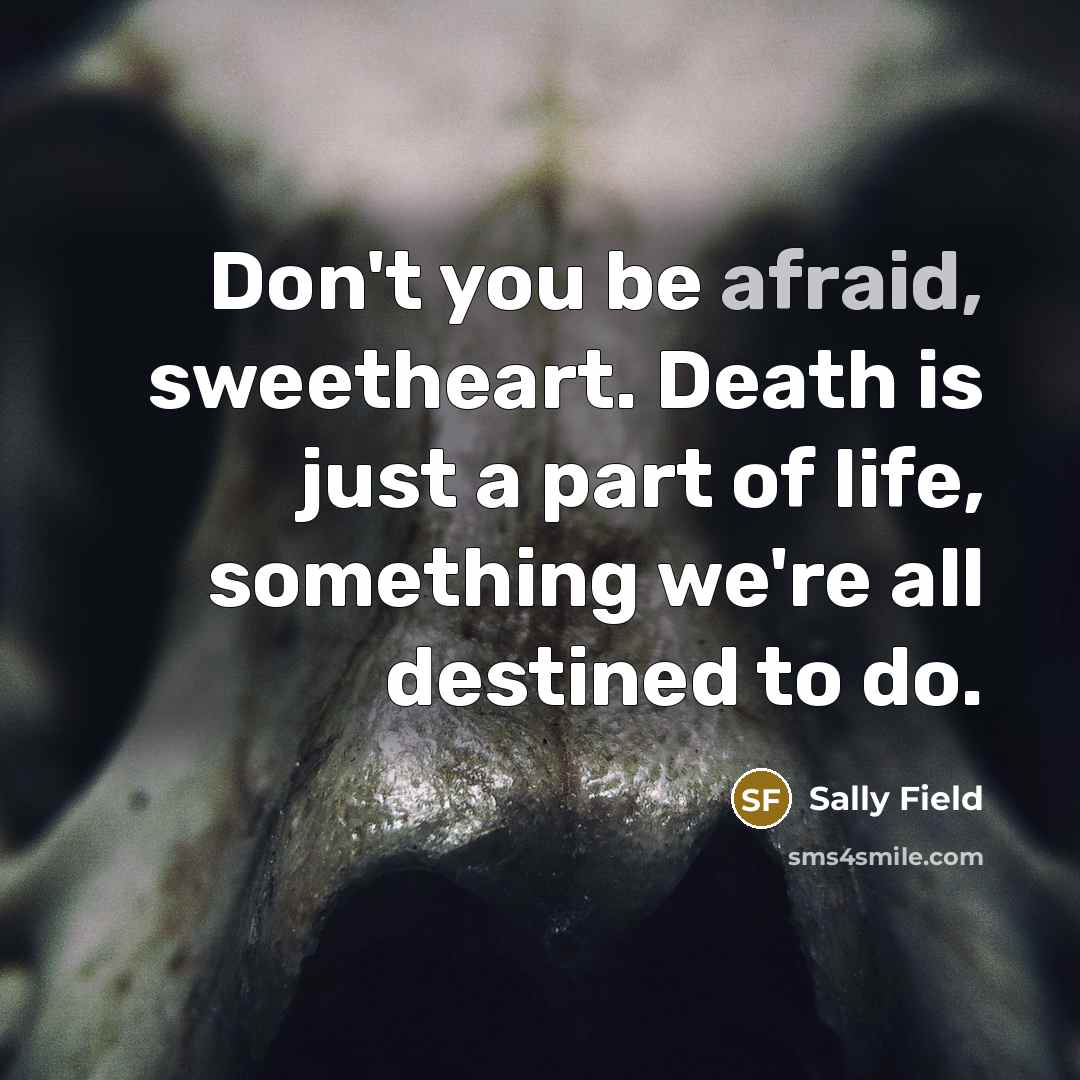 “Don't you be afraid, sweetheart. Death is just a part…” quote by Sally Field