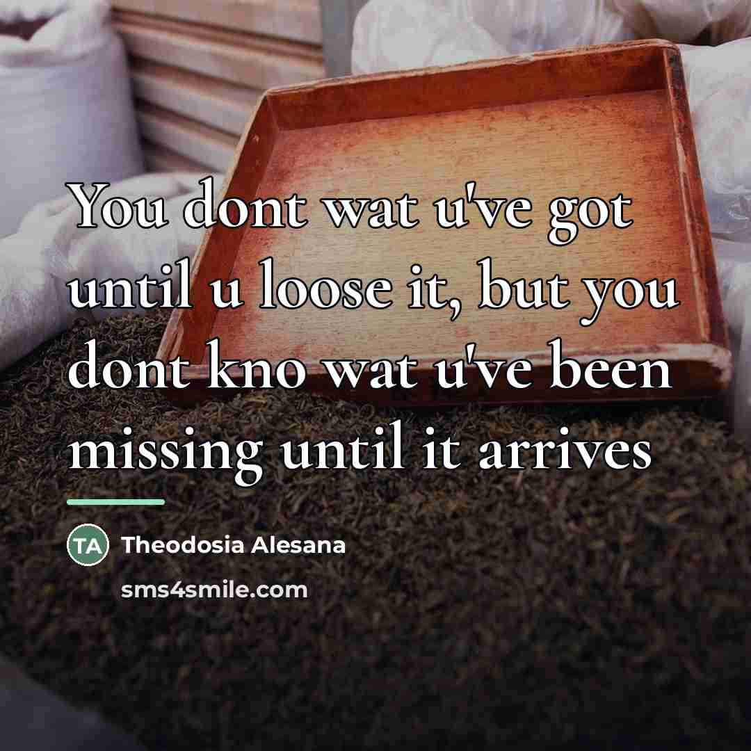 “You dont wat u've got until u loose it, but…” quote by Theodosia Alesana
