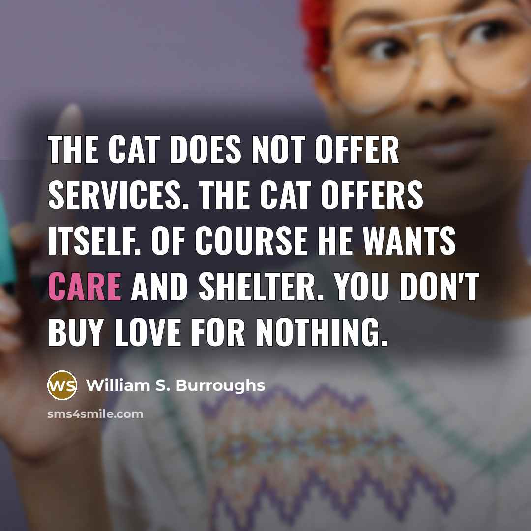 “The cat does not offer services. The cat offers itself.…” quote by William S. Burroughs