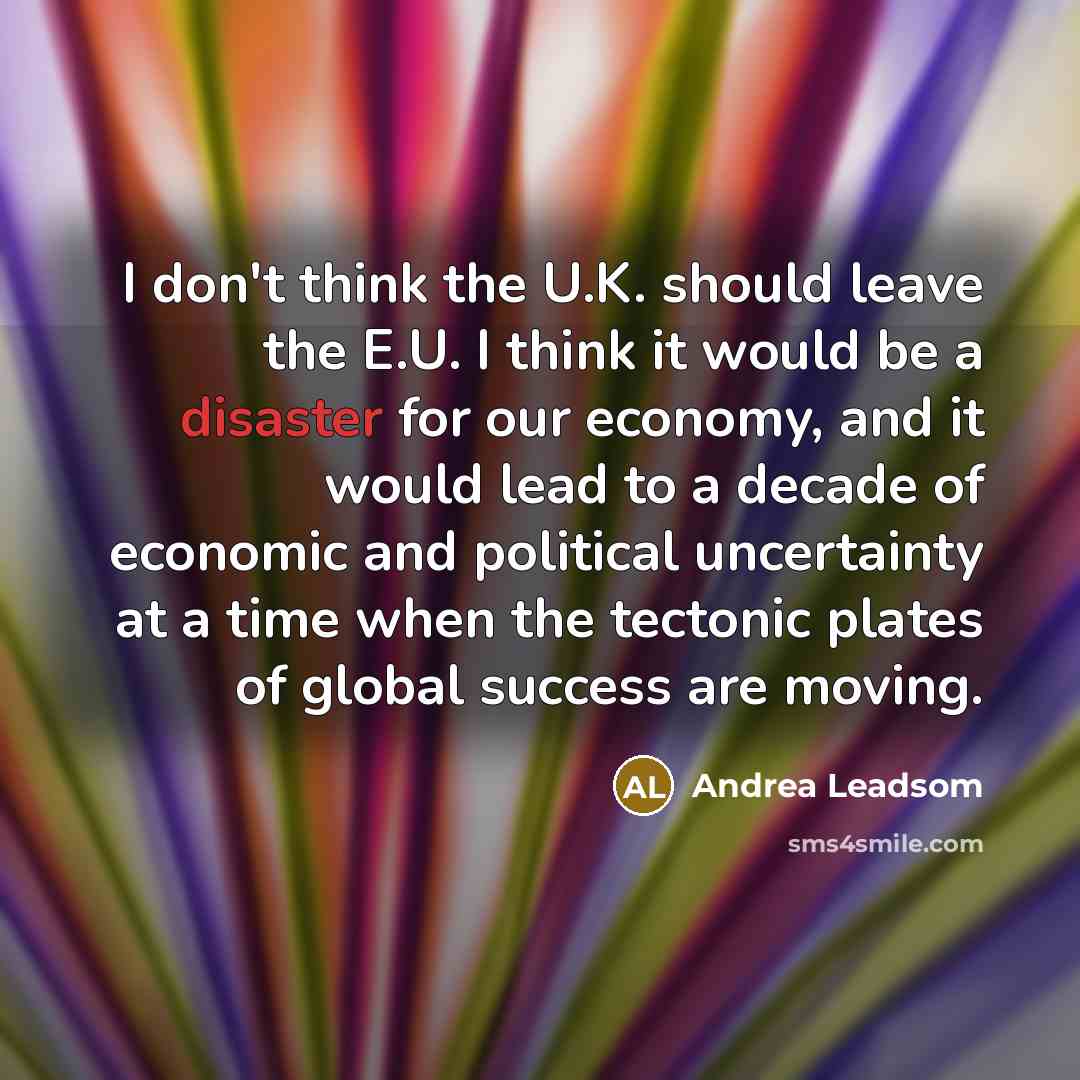 “I don't think the U.K. should leave the E.U. I…” quote by Andrea Leadsom