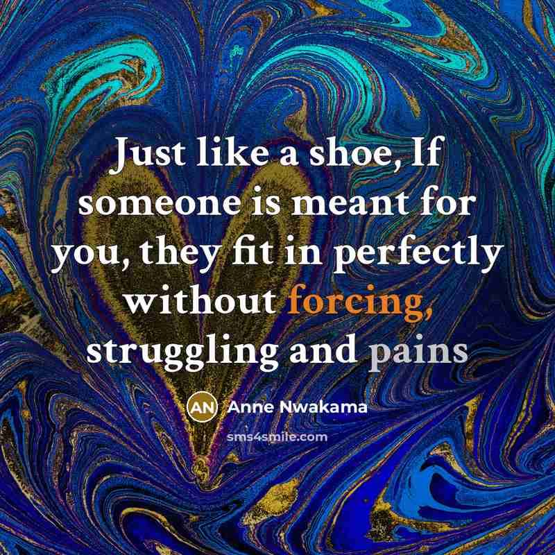 “Just like a shoe, If someone is meant for you,…” quote by Anne Nwakama