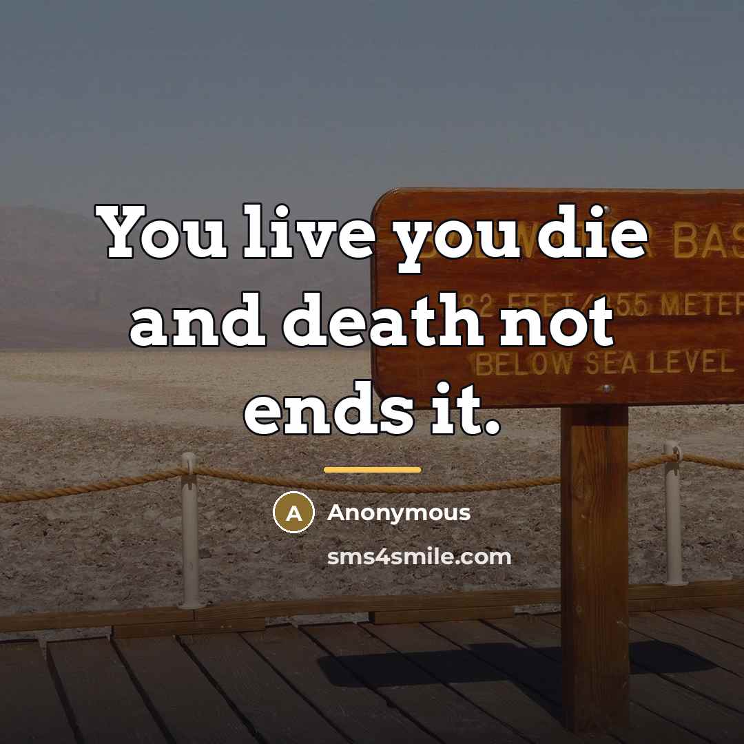 “You live you die and death not ends it.…” quote by Anonymous