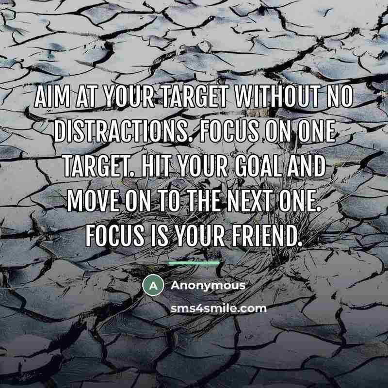 “Aim at your target without no distractions. Focus on one…” quote by Anonymous