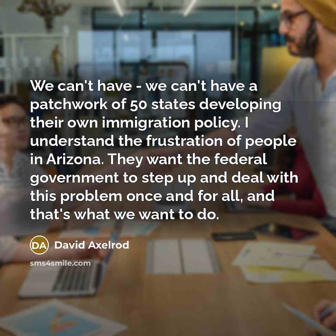 “We can't have - we can't have a patchwork of…” quote by David Axelrod