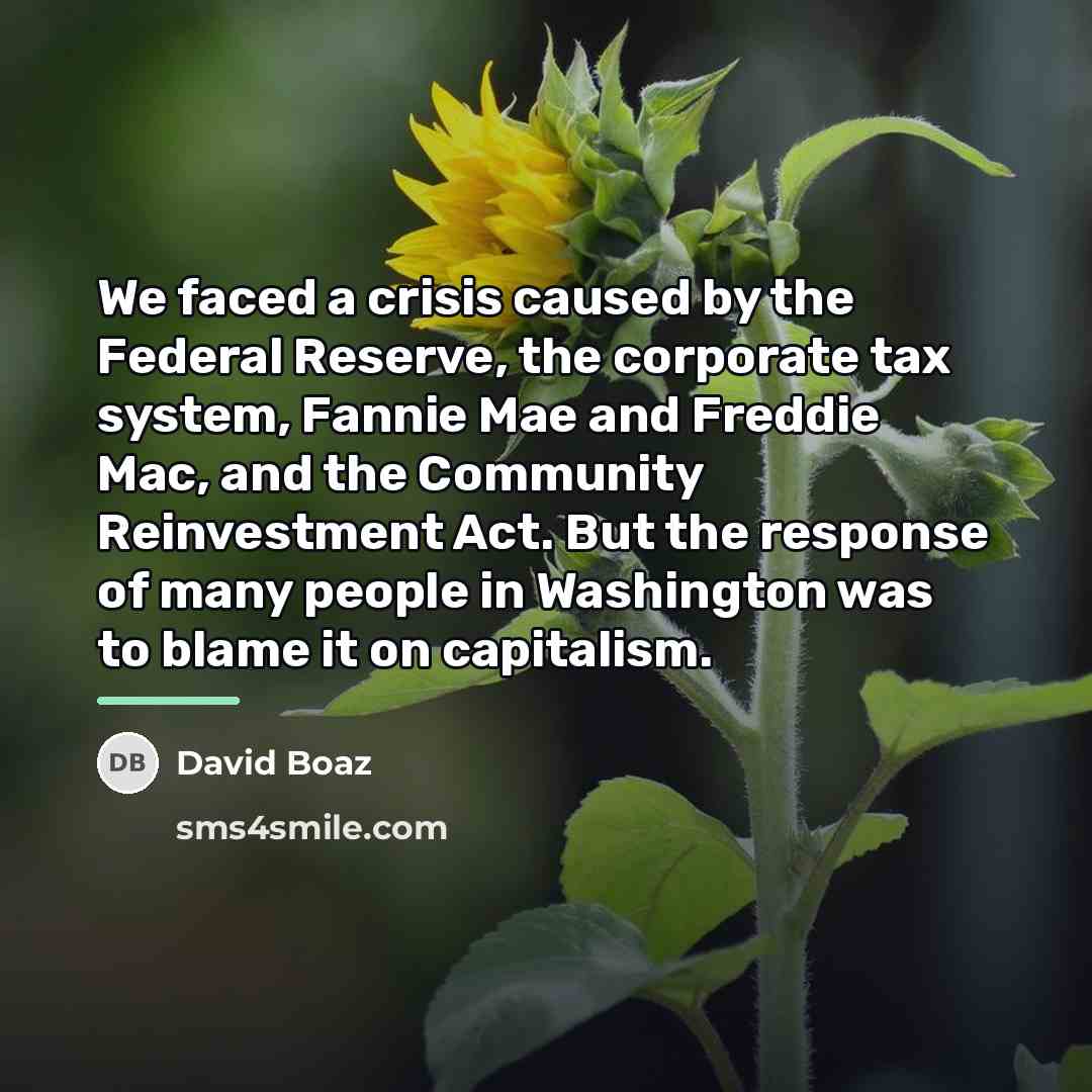“We faced a crisis caused by the Federal Reserve, the…” quote by David Boaz