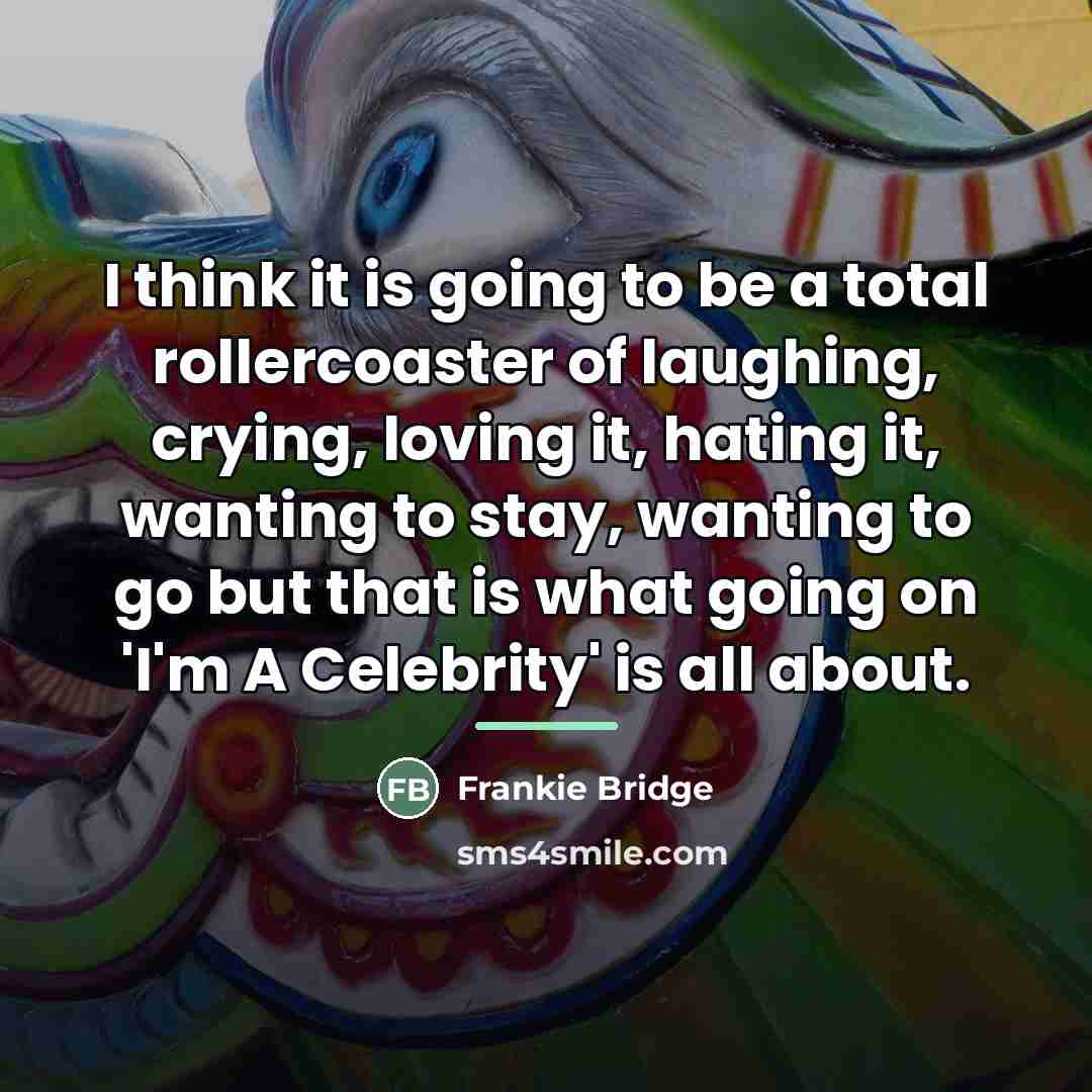“I think it is going to be a total rollercoaster…” quote by Frankie Bridge