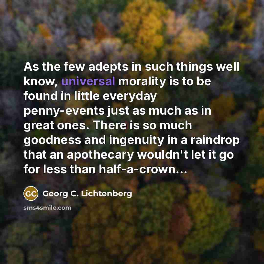 “As the few adepts in such things well know, universal…” quote by Georg C. Lichtenberg
