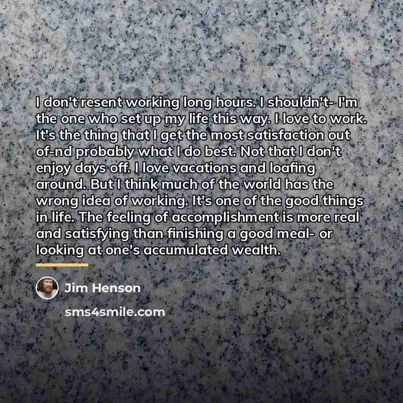 “I don't resent working long hours. I shouldn't- I'm the…” quote by Jim Henson