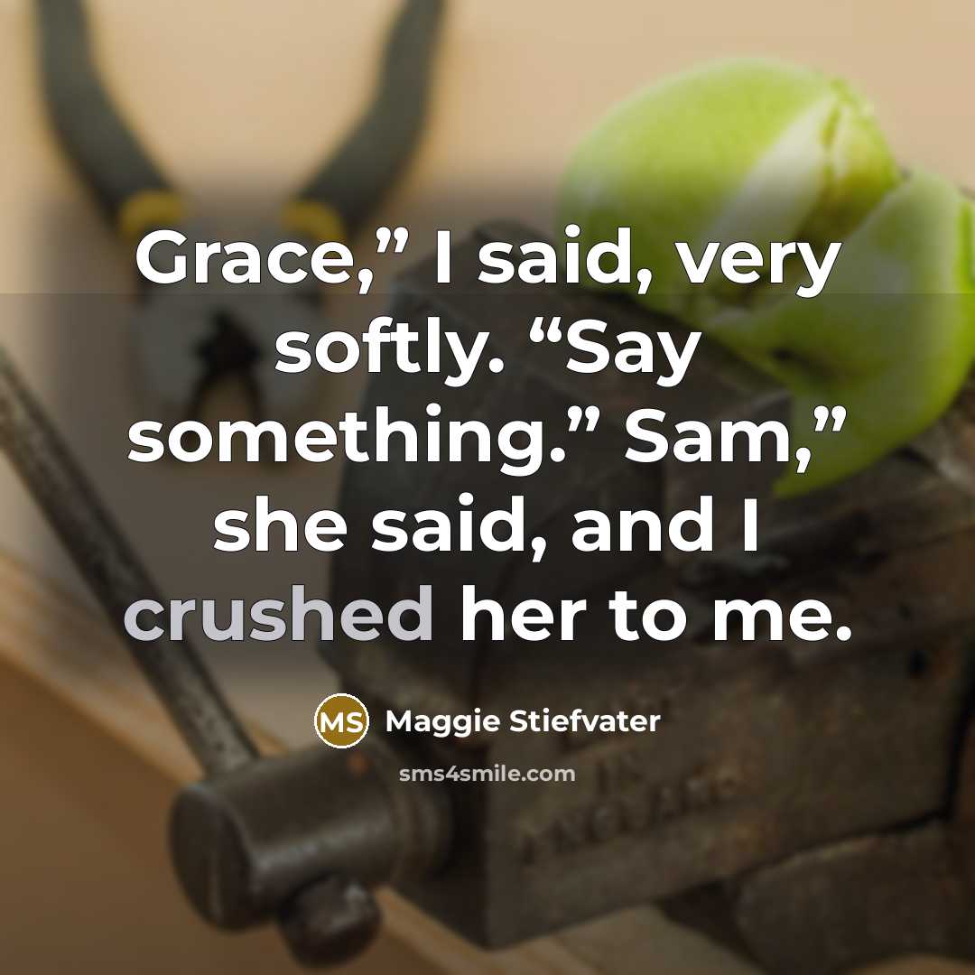 “Grace,” I said, very softly. “Say something.” Sam,” she said,…” quote by Maggie Stiefvater