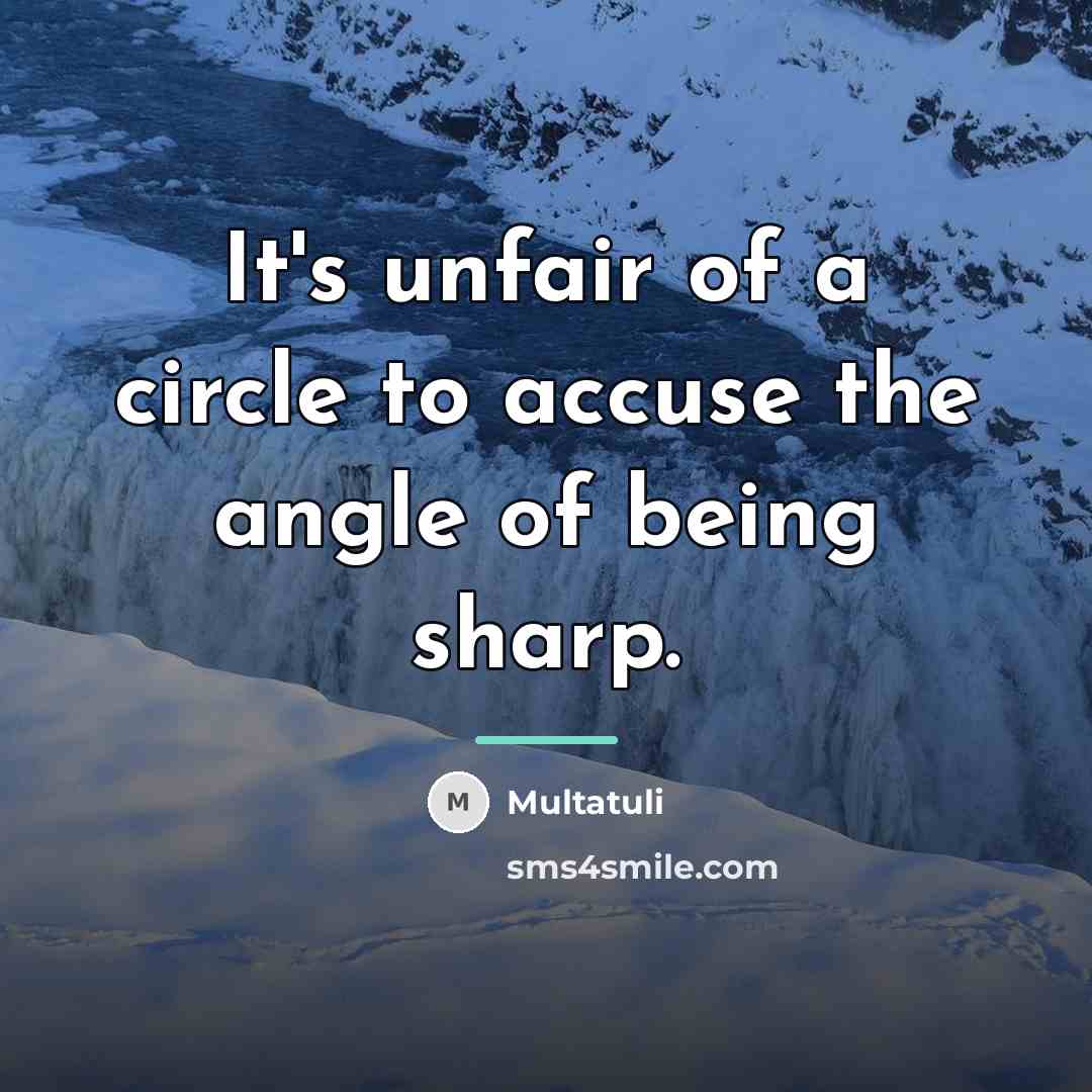 “It's unfair of a circle to accuse the angle of…” quote by Multatuli