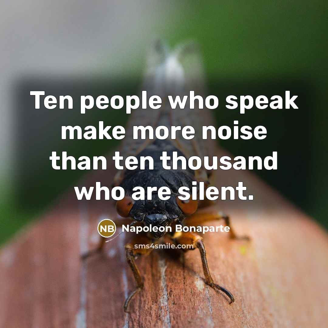 “Ten people who speak make more noise than ten thousand…” quote by Napoleon Bonaparte