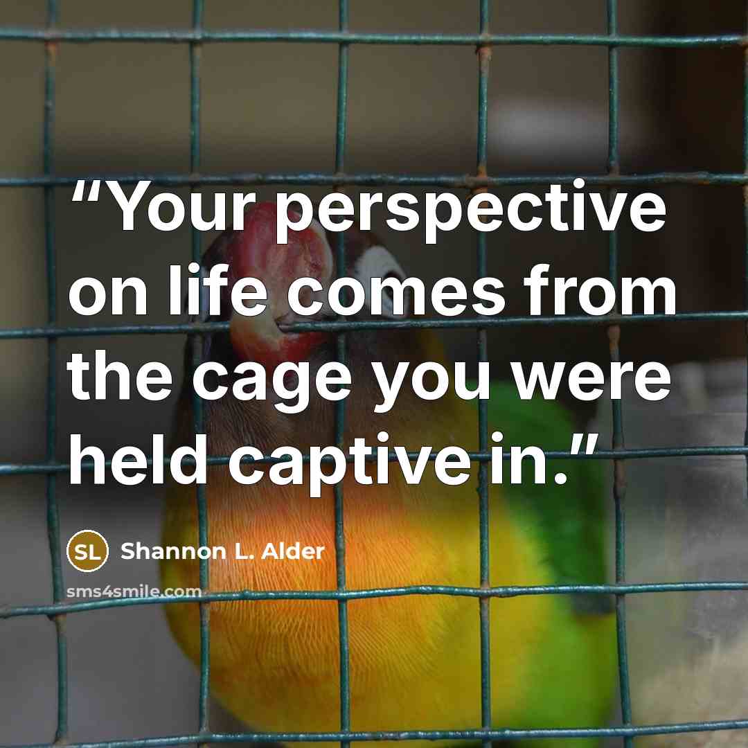 “Your perspective on life comes from the cage you were held captive in.” quote by Shannon L. Alder