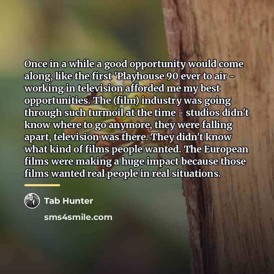 “Once in a while a good opportunity would come along,…” quote by Tab Hunter