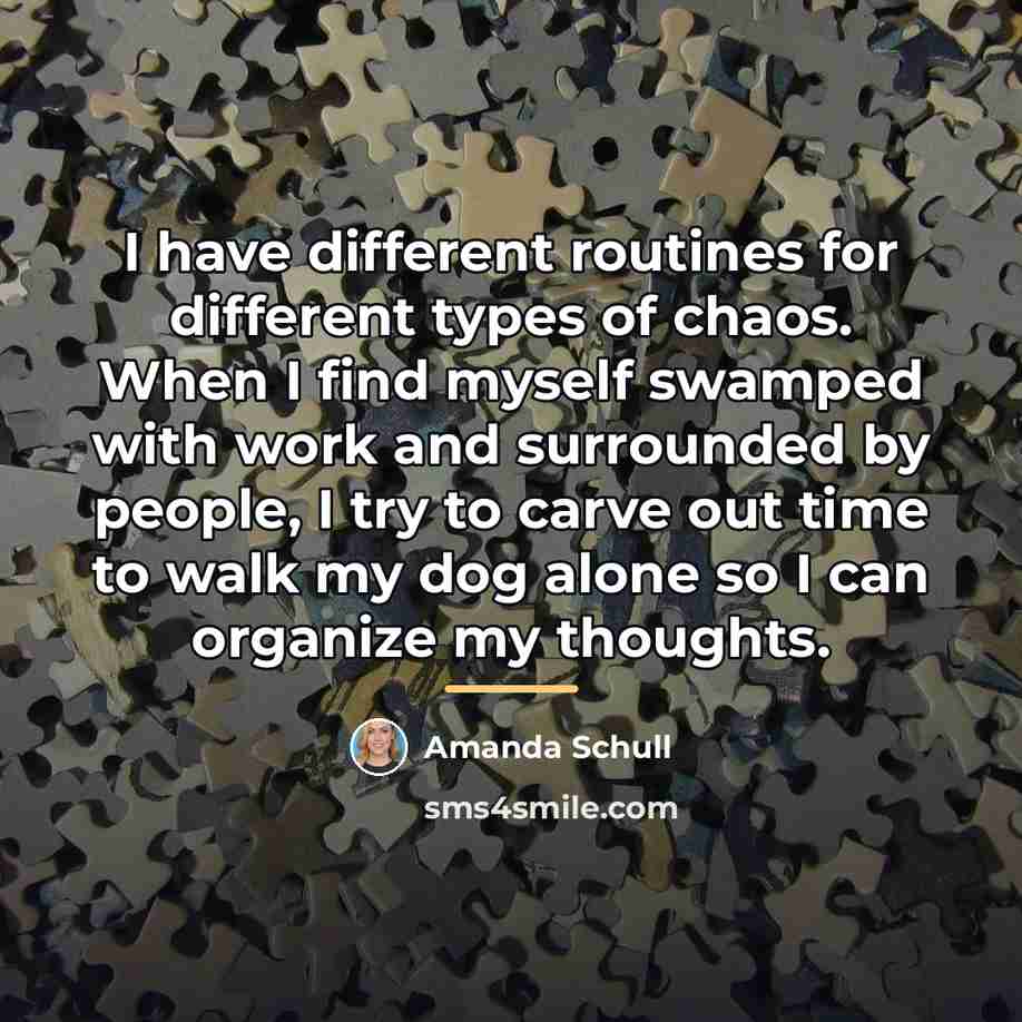 “I have different routines for different types of chaos. When…” quote by Amanda Schull