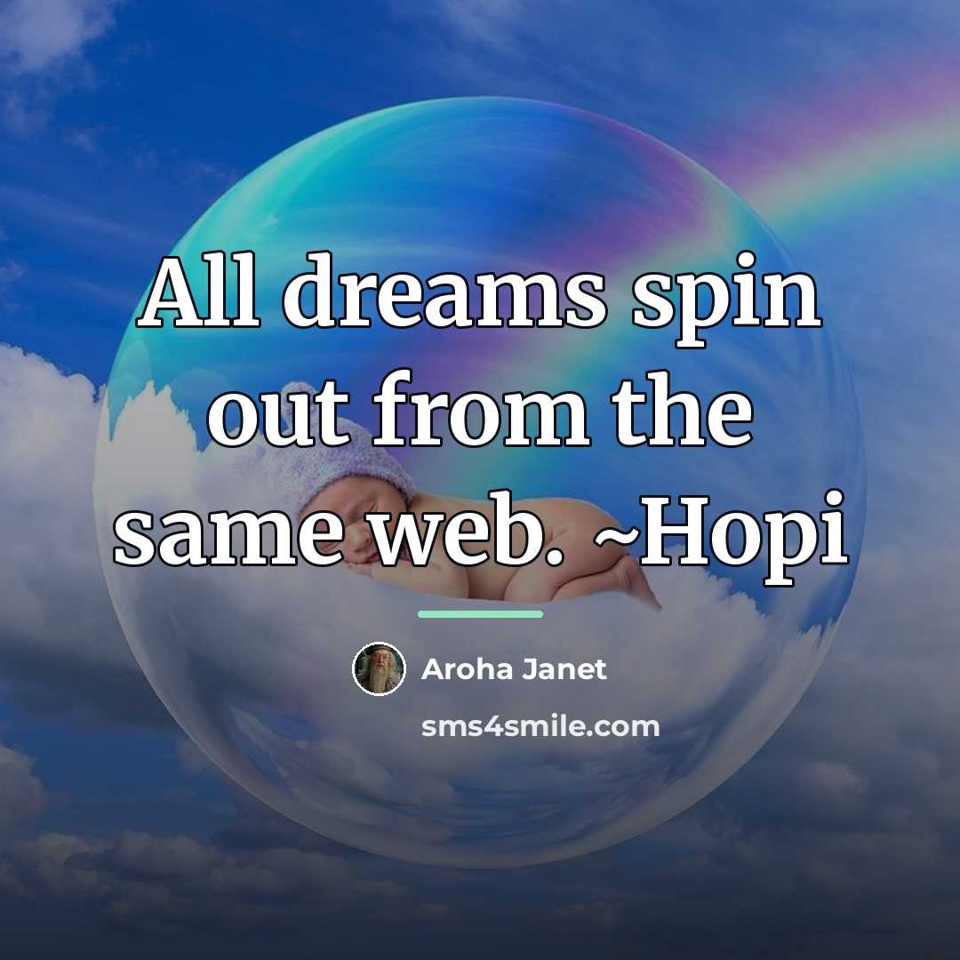 “All dreams spin out from the same web. ~Hopi…” quote by Aroha Janet