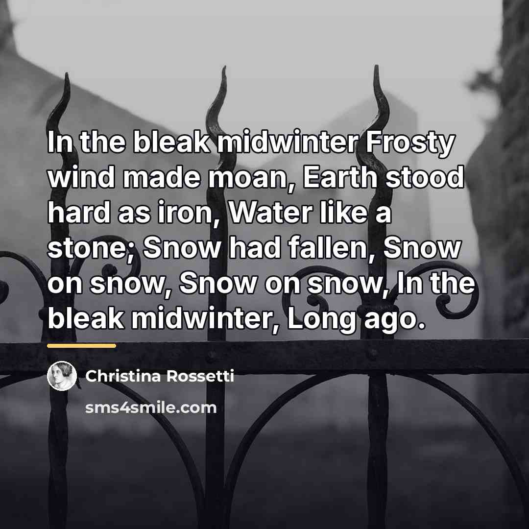 “In the bleak midwinter Frosty wind made moan, Earth stood…” quote by Christina Rossetti