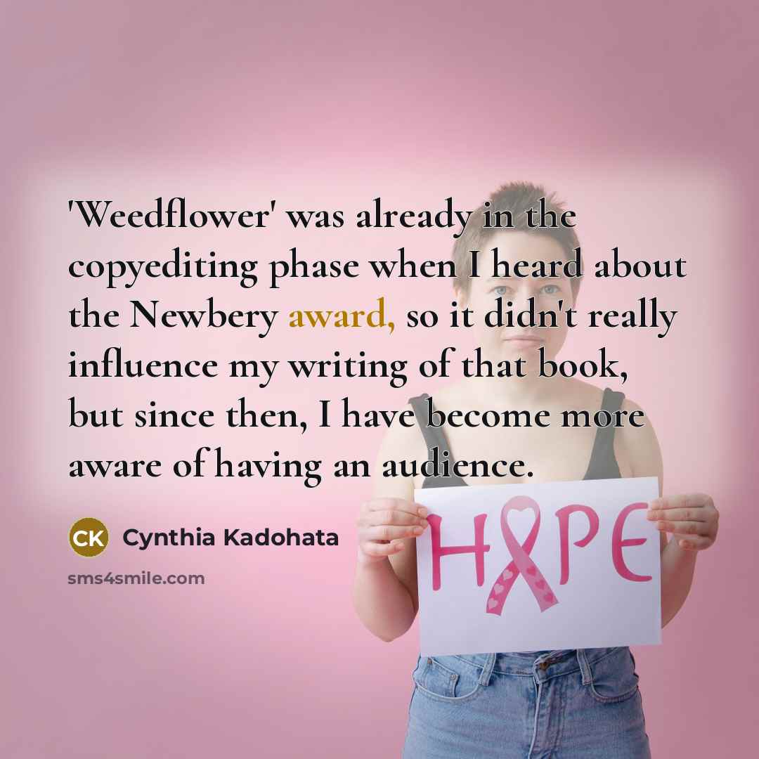 “'Weedflower' was already in the copyediting phase when I heard…” quote by Cynthia Kadohata