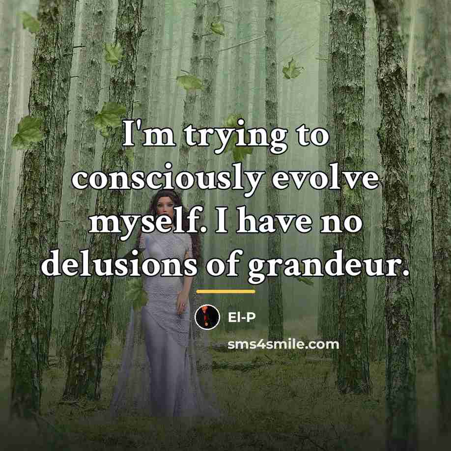 “I'm trying to consciously evolve myself. I have no delusions…” quote by El-P