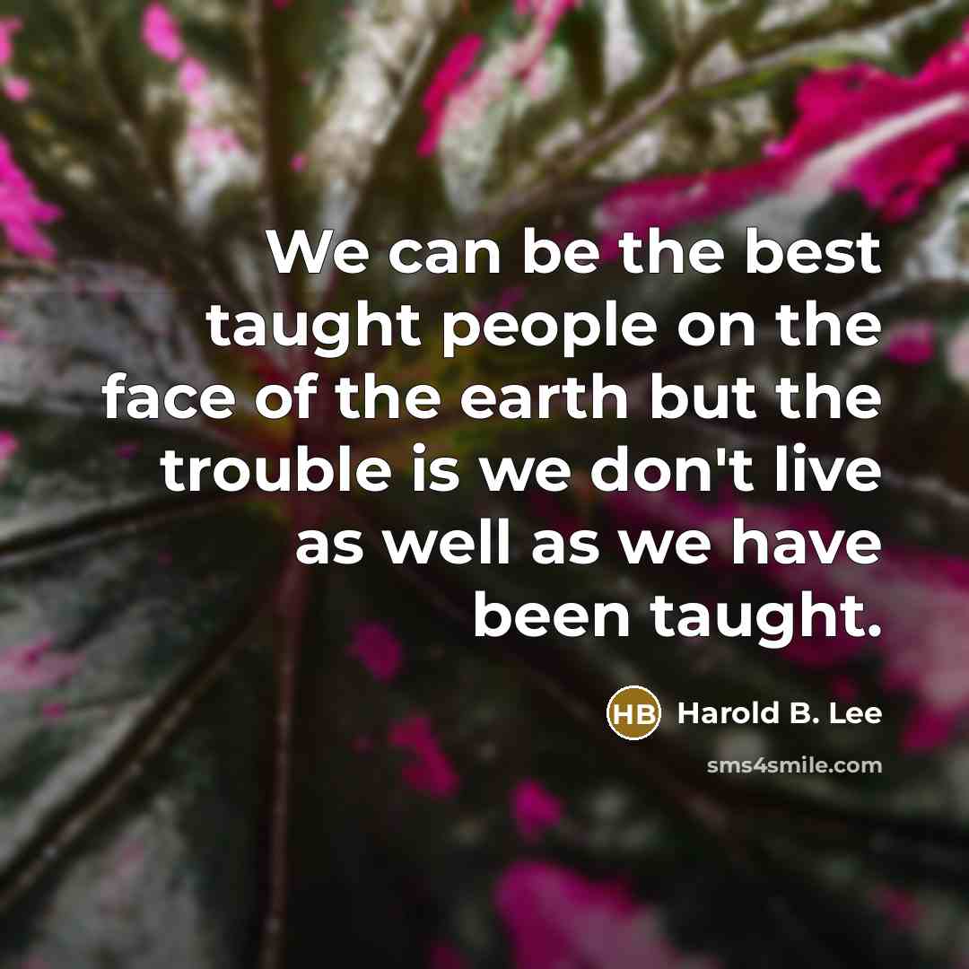“We can be the best taught people on the face…” quote by Harold B. Lee