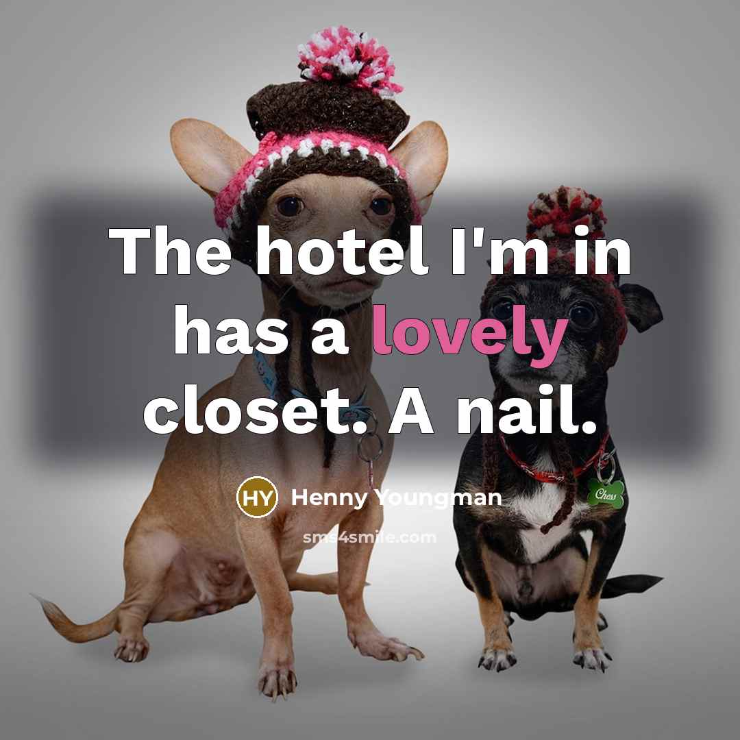 “The hotel I'm in has a lovely closet. A nail.” quote by Henny Youngman