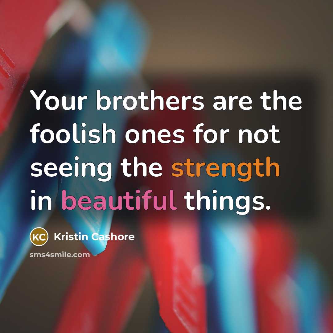“Your brothers are the foolish ones for not seeing the…” quote by Kristin Cashore