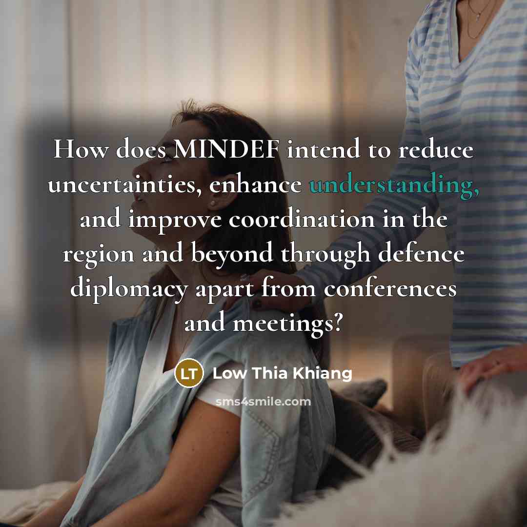 “How does MINDEF intend to reduce uncertainties, enhance understanding, and…” quote by Low Thia Khiang