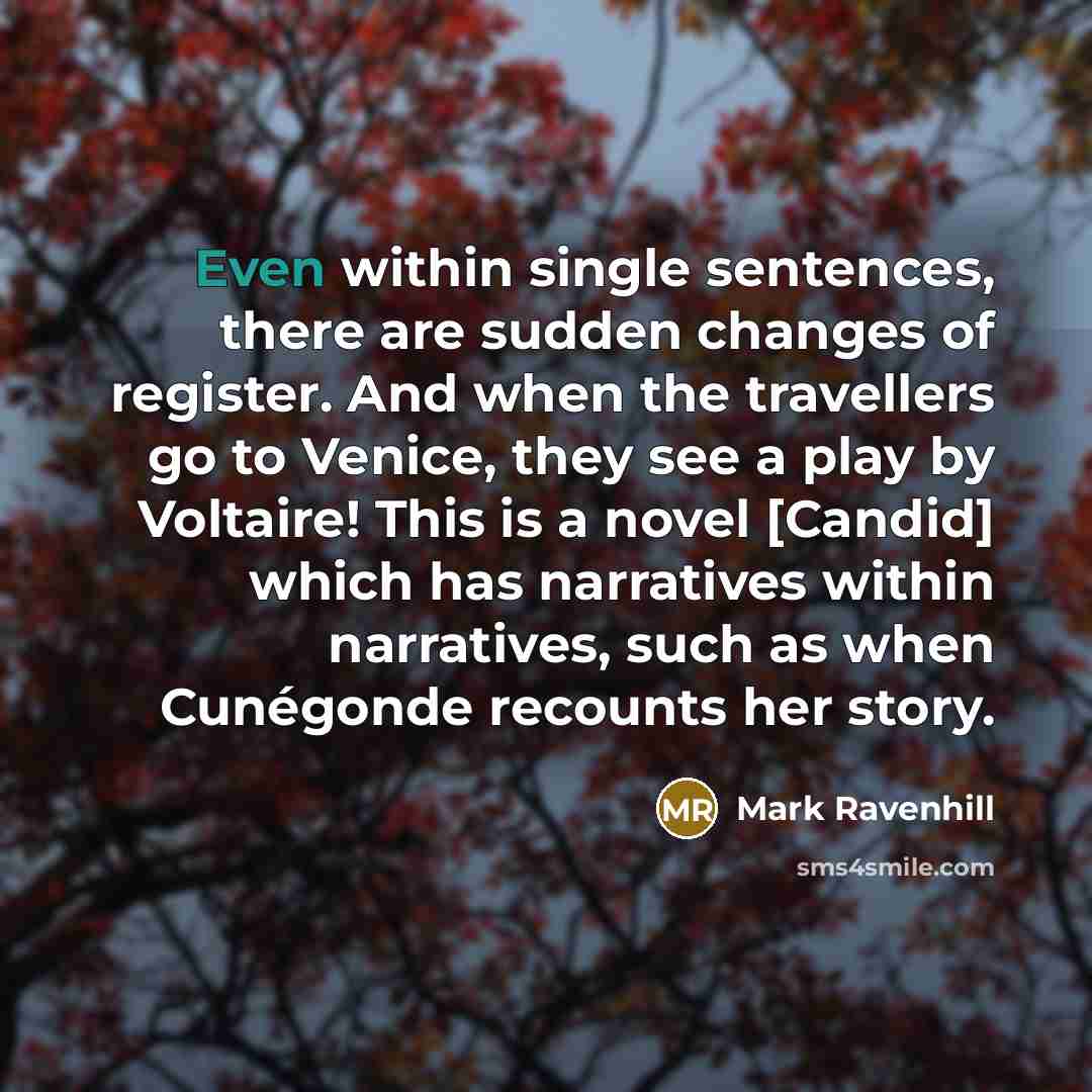 “Even within single sentences, there are sudden changes of register.…” quote by Mark Ravenhill