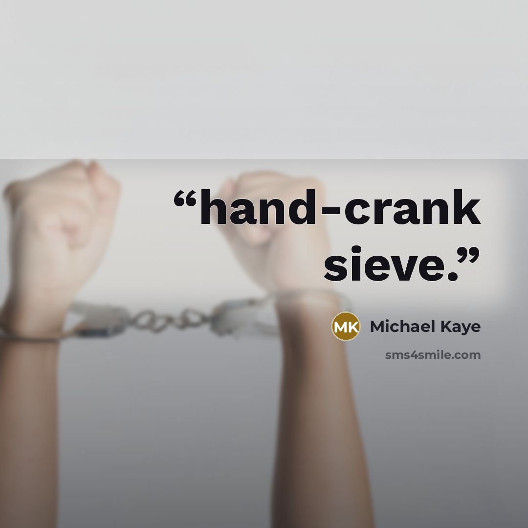 “hand-crank sieve.” quote by Michael Kaye