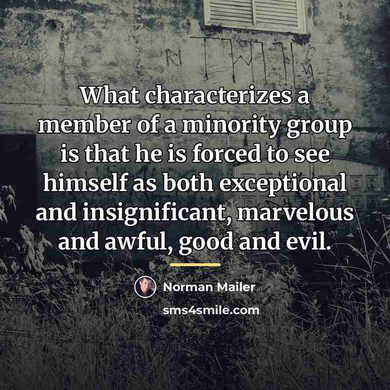 “What characterizes a member of a minority group is that…” quote by Norman Mailer