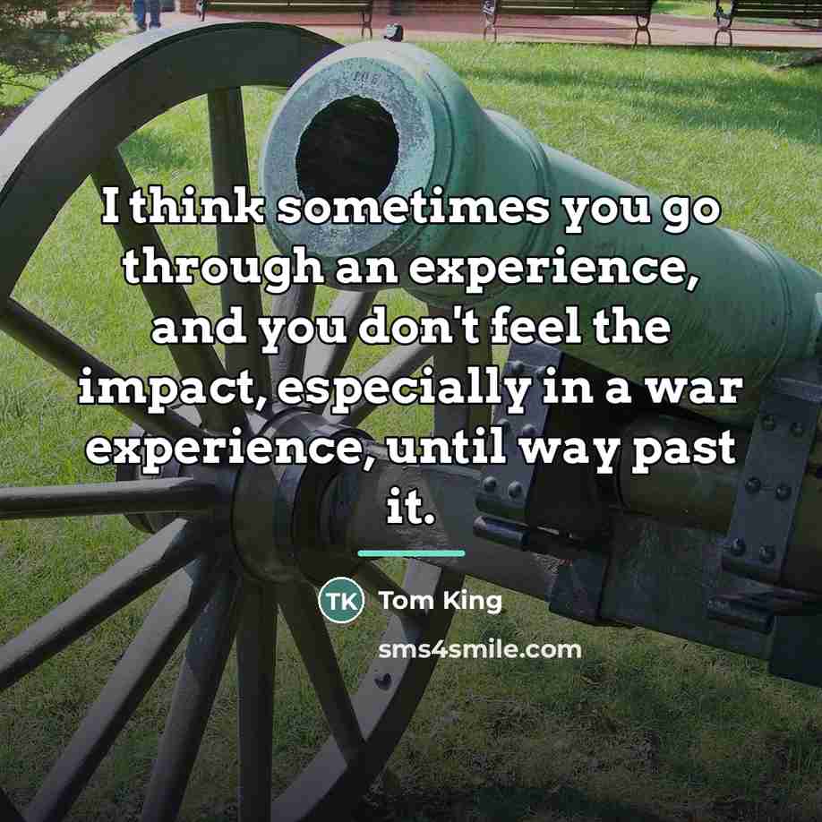 “I think sometimes you go through an experience, and you…” quote by Tom King