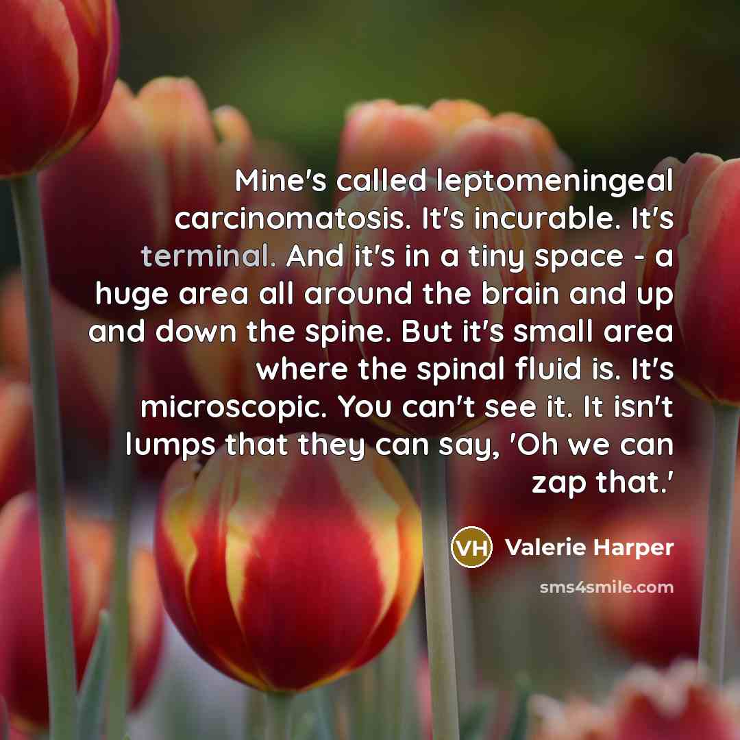 “Mine's called leptomeningeal carcinomatosis. It's incurable. It's terminal. And it's…” quote by Valerie Harper