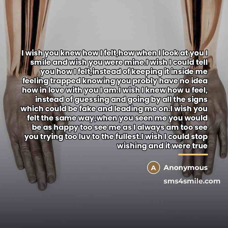 “I wish you knew how I felt,how when I look…” quote by Anonymous
