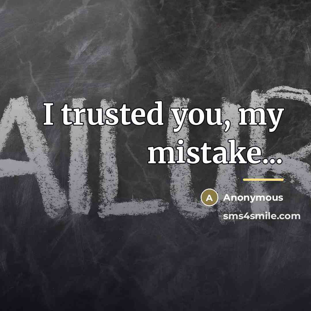 “I trusted you, my mistake...…” quote by Anonymous