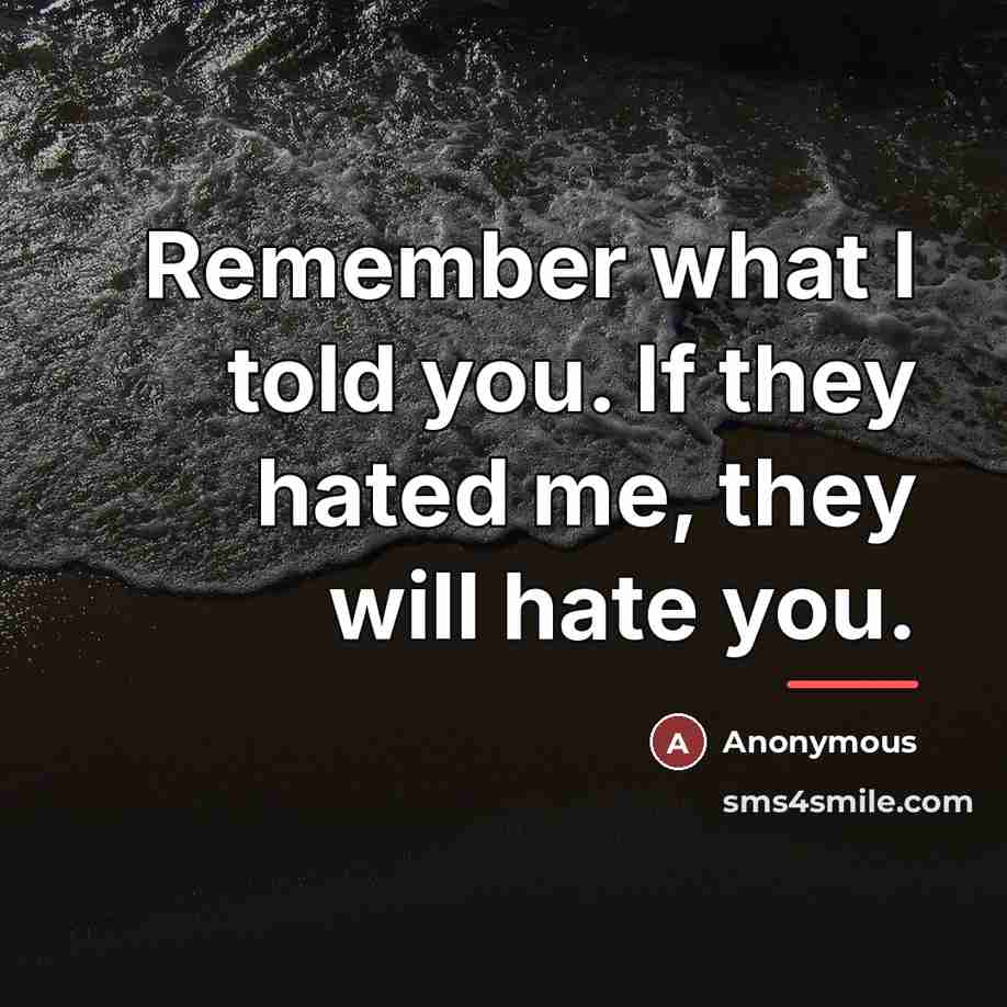 “Remember what I told you. If they hated me, they…” quote by Anonymous