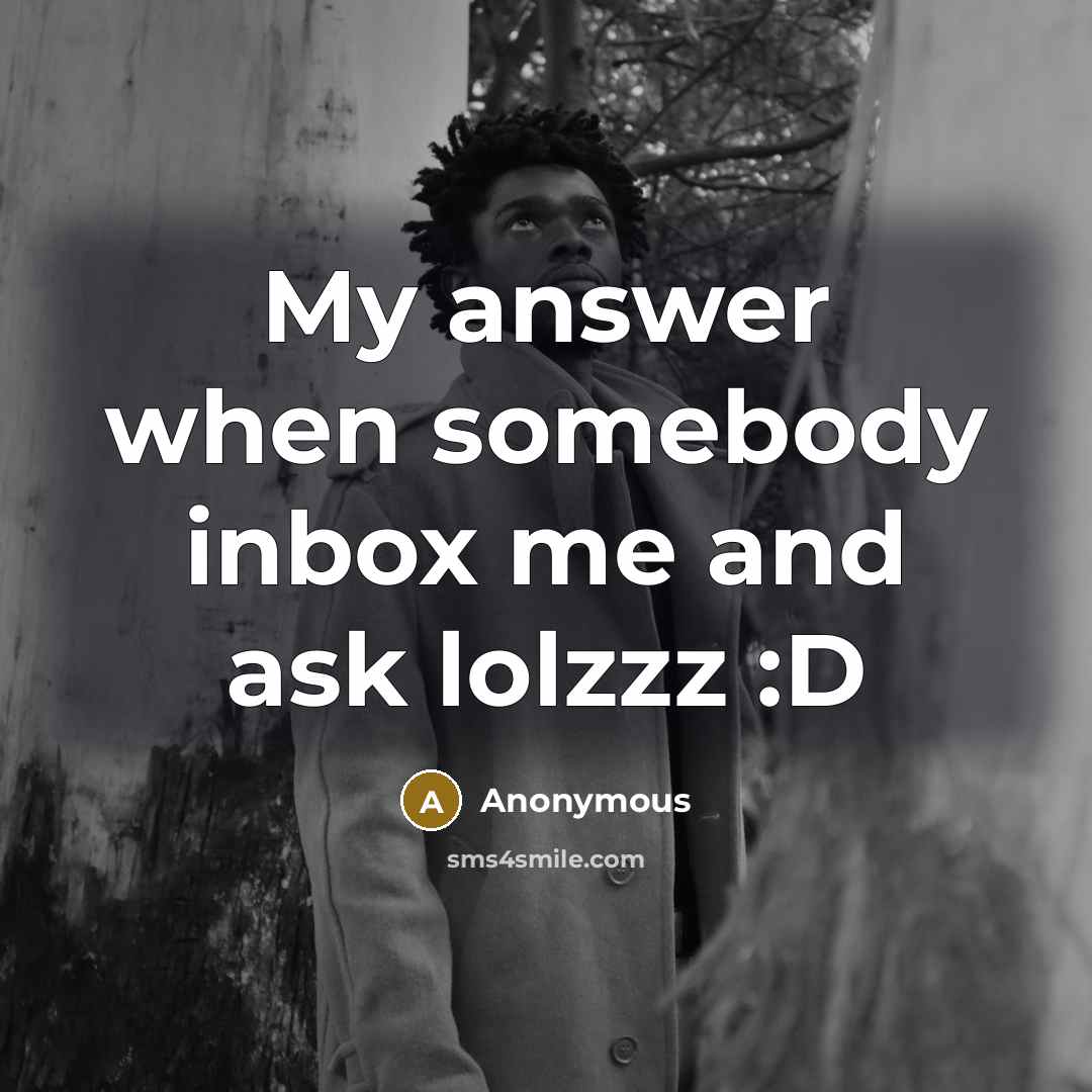 “My answer when somebody inbox me and ask lolzzz :D” quote by Anonymous