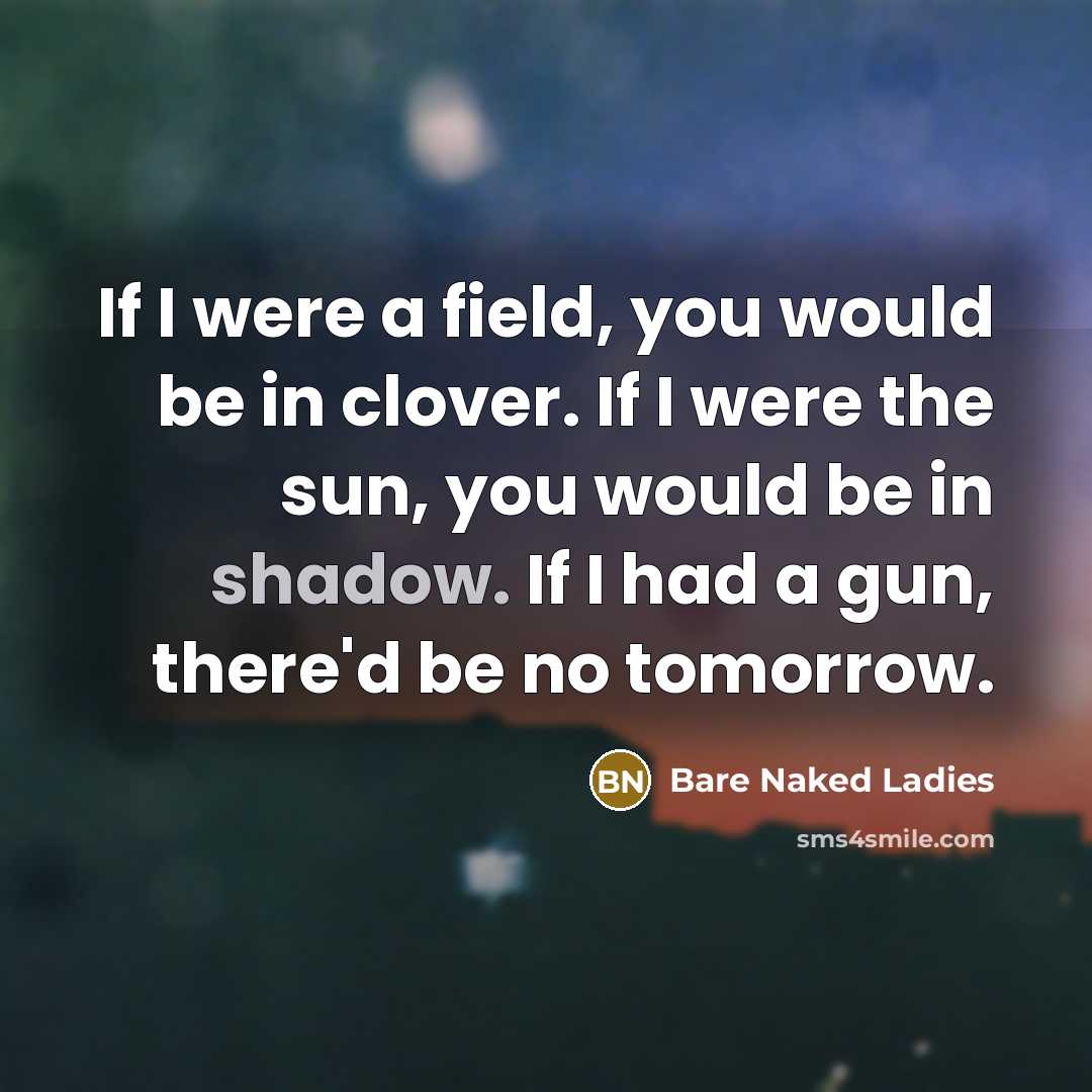 “If I were a field, you would be in clover.…” quote by Bare Naked Ladies