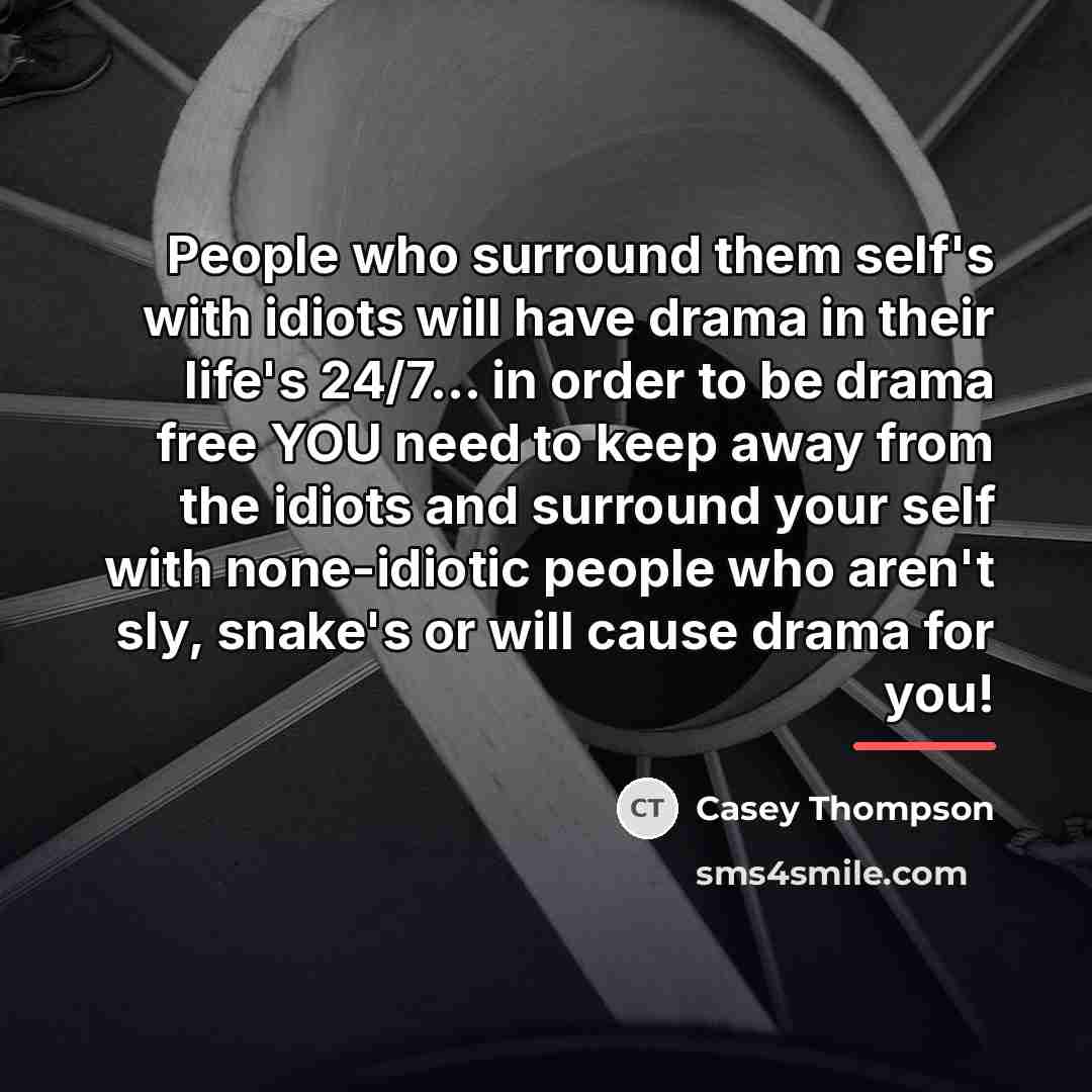 “People who surround them self's with idiots will have drama…” quote by Casey Thompson