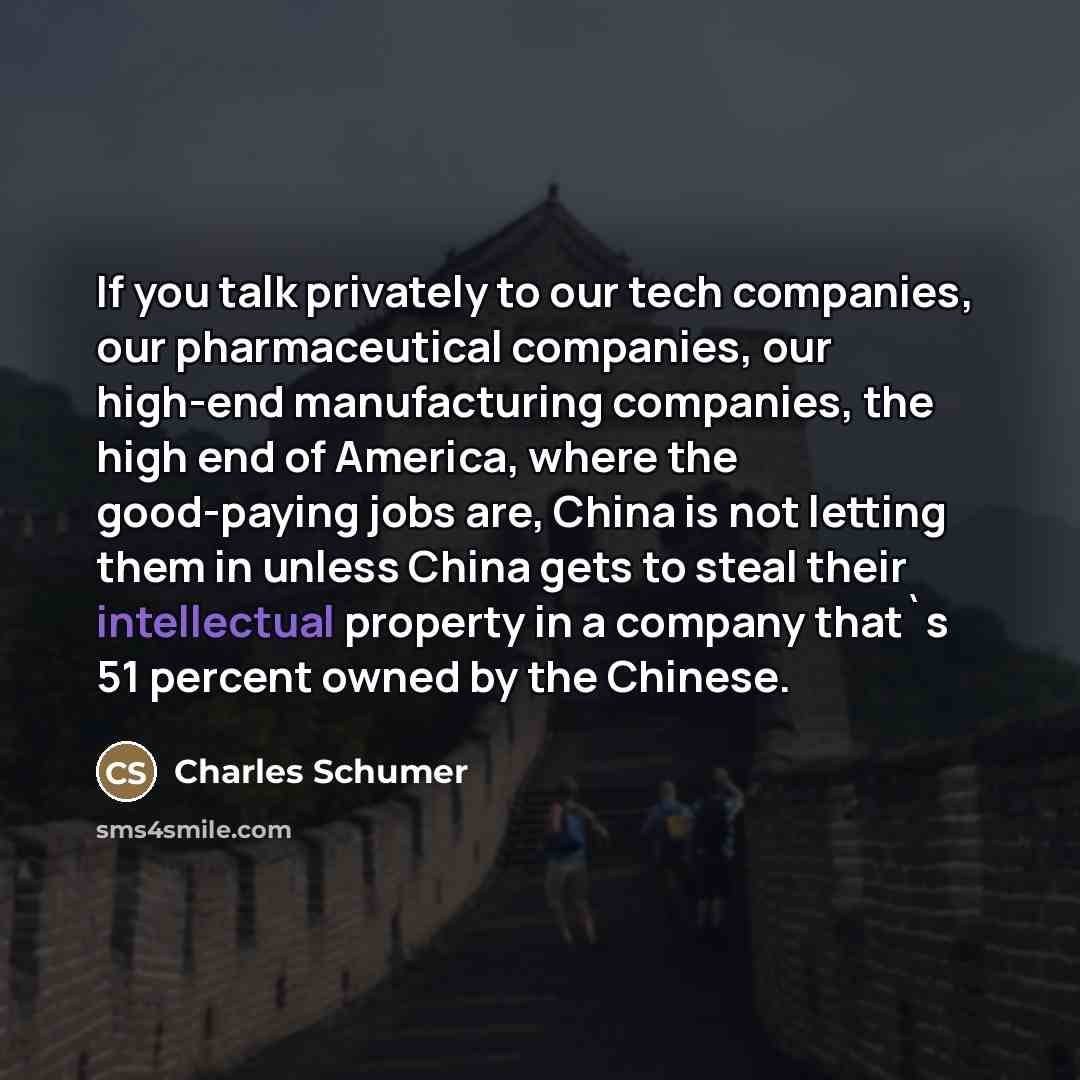 “If you talk privately to our tech companies, our pharmaceutical…” quote by Charles Schumer