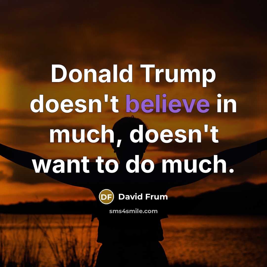 “Donald Trump doesn't believe in much, doesn't want to do…” quote by David Frum